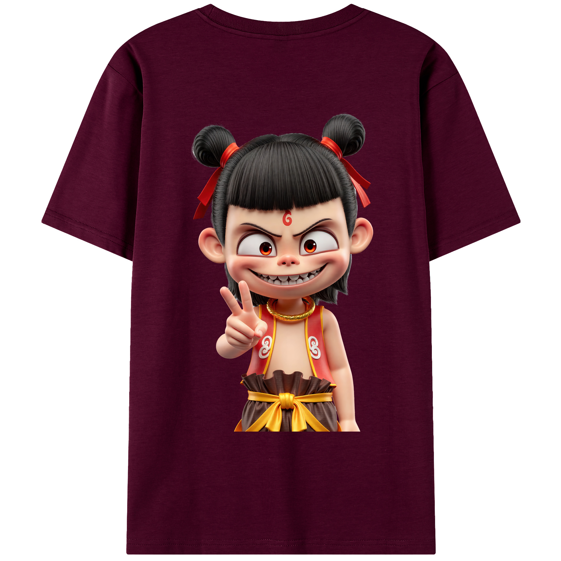 （画像用） Ne Zha 2 ナタ 魔童の大暴れ レディース半袖Tシャツ(バックプリント)